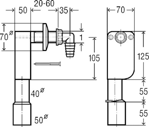 Viega PP siphon encastré pour machine à laver WMA x 40/50 mm - blanc/chromé