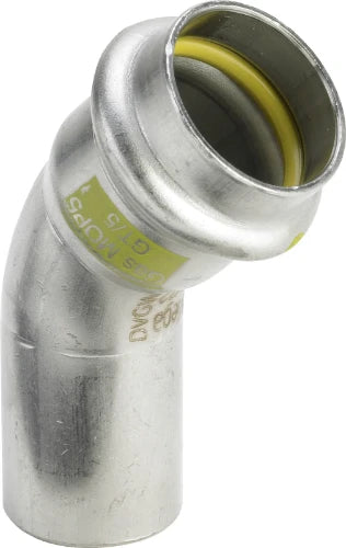 Viega Sanpress Gas inox inschuif bocht 45° MF 22 x 22 mm