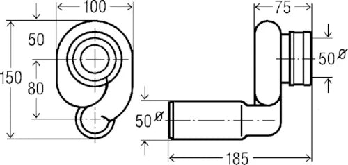 Viega PP siphon urinoir horizontal - jaune
