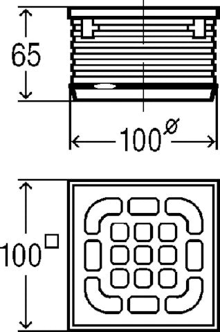Viega Advantix rehausse 100 x 100 mm - grille inox