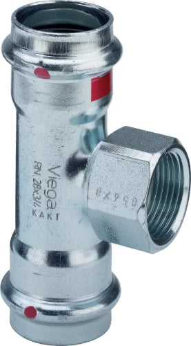 Viega Prestabo acier zingué té réduit avec filetage femelle FFF 54 x 3/4 F x 54 mm