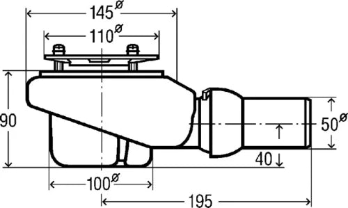 Viega Tempoplex siphon de douche 90 mm - nu - sans set de finition - évacuation horizontale