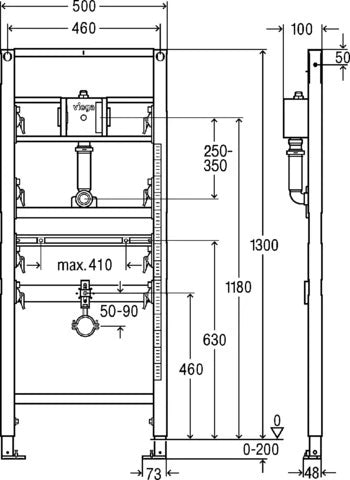 ELEMENT DE MONTAGE URINOIR VIEGA PREVISTA DRY 50 cm - 130 cm ! antracite acier