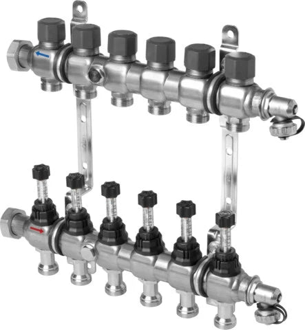 Viega Fonterra collecteur pour chauffage par le sol inox 4/4 - 10 x EK3/4 - avec débitmètres