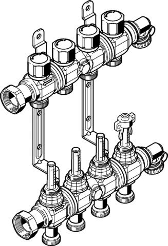 Viega Fonterra collecteur pour chauffage par le sol inox 4/4 - 10 x EK3/4 - avec débitmètres
