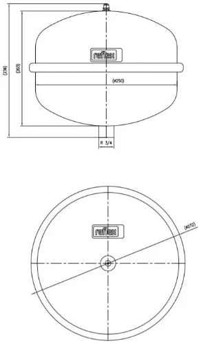 Reflex N 08 vase d'expansion (cv) 8 l x 3/4 - max 4,0 bar - gris