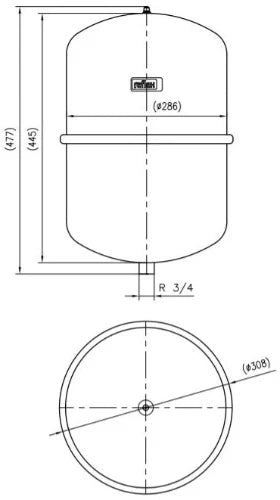Reflex N 25 vase d'expansion (cv) 25 l x 3/4 - max 4,0 bar - gris