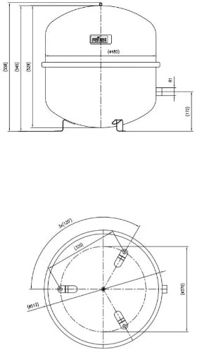 Reflex N 80 vase d'expansion (cv) 80 l x 4/4 - max 6,0 bar - gris - vertical avec pieds