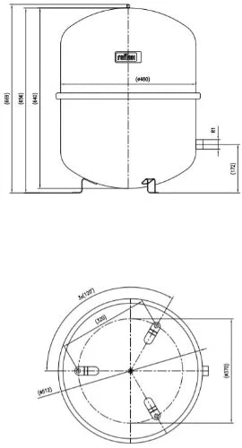 Reflex N 100 vase d'expansion (cv) 100 l x 4/4 - max 6,0 bar - gris - avec pieds