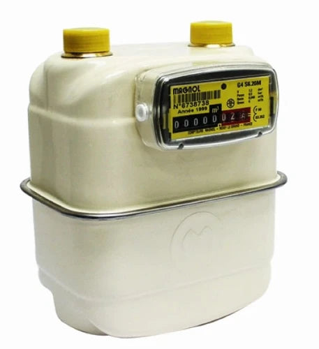 Aquatel G compteur à gaz mécanique G4 4/4 - 6m³/h - avec raccords - prévu pour donner des impulsions