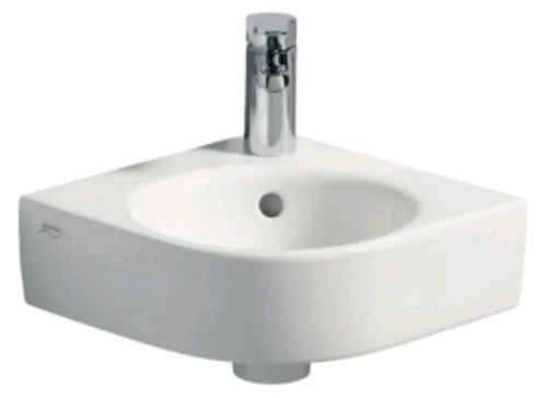 Geberit Renova Nr1 Comprimo lave-mains d'angle 320 x 320 mm - blanc - avec trou de robinet - avec trop-plein