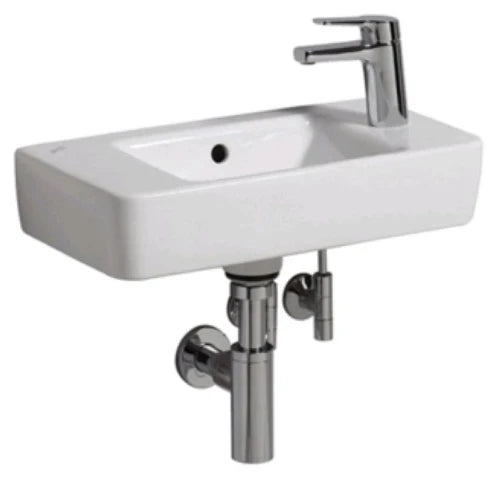 Geberit Renova Compact lave-mains 500 x 250 mm - blanc - avec trou de robinet droite - avec trop-plein