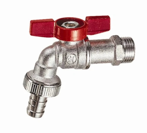 Giacomini robinet à bille double service MF 3/4 x 4/4 - nickelé - avec raccord pour tuyau d'arrosage
