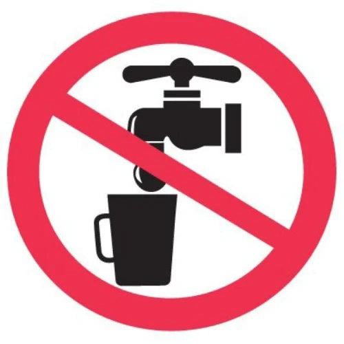 Picto pictogramme 'geen drinkwater' 50 x 50 mm sur feuille autocollante par 3 - prix per feuille