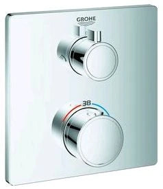 Grohe Grohtherm mitigeur douche thermostatique 1/2 Smartbox - carré chromé pour 2 sorties avec vanne d'arrêt intégré