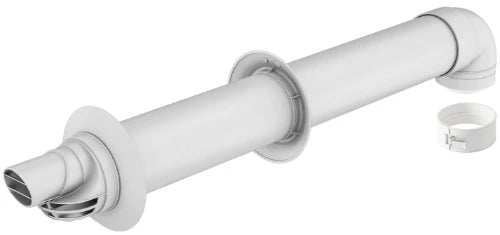 Ubbink Rolux 5H concentrique PP/acier passage mural 80/125 mm - blanc - avec coude