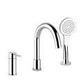Gessi Tortona Mélangeur bain-douche trois trous avec bec, inverseur, flexibles de raccordement 1,50m et douchette anticalcaire chromé