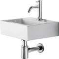 Conima Mini Delta ensemble lave-mains 340 x 285 x 100 mm - blanc - avec trou de robinet - sans trop-plein - avec robinetterie chromé - avec siphon - avec bouchon - avec fixation