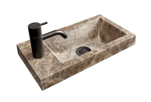 Detremmerie No Limit 20 lavabo 6 405 x 225 mm - 1 cuvette - (mat) Emperador Brown - marbre - avec trou de robinet - sans trop-plein