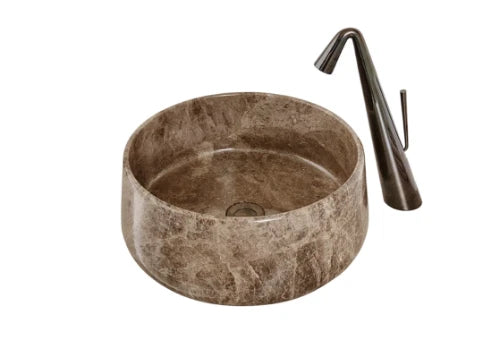 Detremmerie No Limit 45 lavabo à poser rond 406 x 160 mm - Emperador Brown - marbre - sans trou de robinet - sans trop-plein