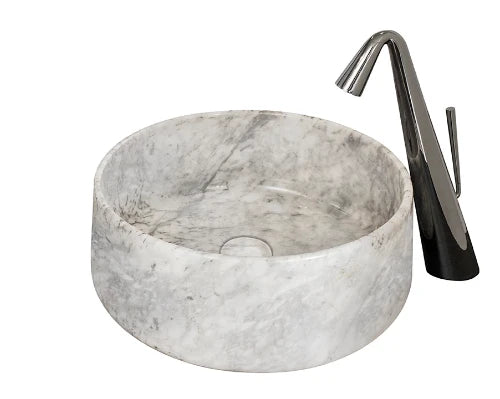 Detremmerie No Limit 45 lavabo à poser rond 406 x 160 mm - blanc - marbre - sans trou de robinet - sans trop-plein