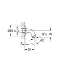 Grohe Relexa bars de douche 1/2 chromé saillie 55 mm, avec rosace murale
