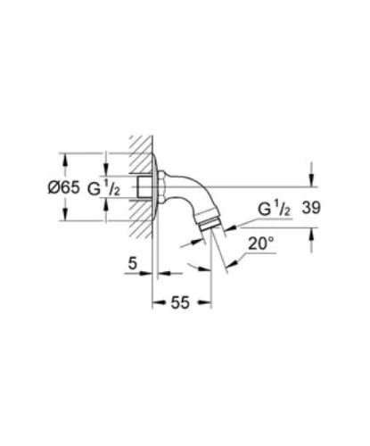 Grohe Relexa bars de douche 1/2 chromé saillie 55 mm, avec rosace murale