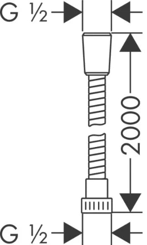 Hansgrohe Metaflex flexible de douche 1/2 x 2000 mm - chromé - 1 écrou conique et 1 écrou moleté