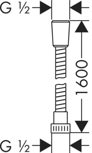 Hansgrohe Metaflex flexible de douche 1/2 x 1600 mm - chromé - 1 écrou conique et 1 écrou moleté