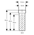 Geberit PE toilet sortie wc sans joint 90 x 120 mm (pour wc à poser)