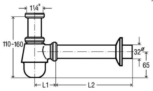 Viega chromé siphon bidet sans crépine 5/4 x 32 mm - chromé