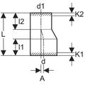 Geberit PE réduction excentrique 250 x 200 mm (modèle long)