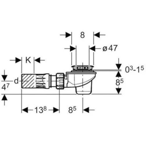 Geberit Uniflex siphon de douche 52 mm - chromé - incl set de finition