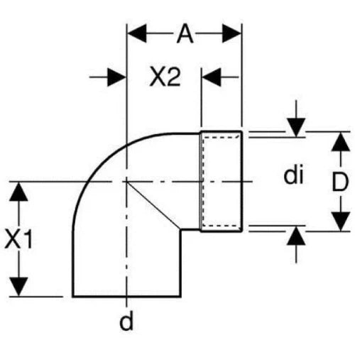 Geberit PE coude de raccordement sans joint MF 50 x 58 mm