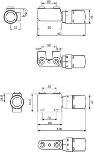 Vasco set de vanne équerre 1/2 - RAL 9016 blanc signalisation - avec tête thermostatique