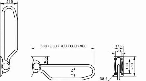 POIGNEE RELEVABLE LINIDO 70 - CM blanc acier epoxé