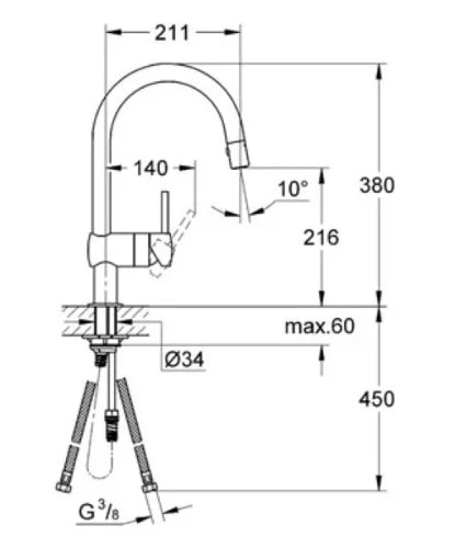 Grohe Minta mitigeur cuisine - chromé - douchette extractible