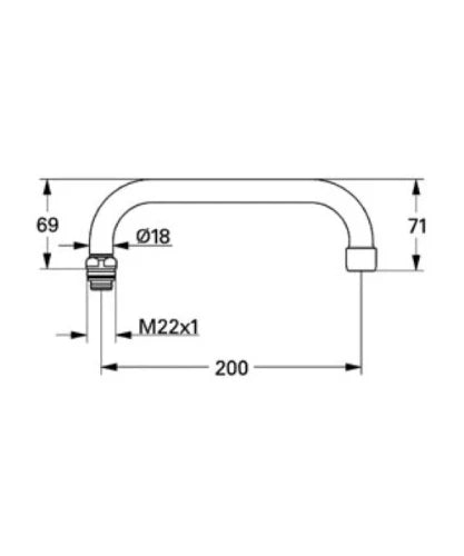 Grohe Atlanta New bec M22 forme-U chromé avec brise-jet, pivotable, sailli 200 mm