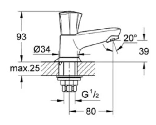 Grohe Costa L robinet eau froide - bec 80 mm - chrome