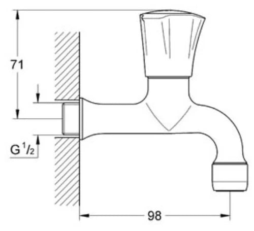 Grohe Costa L robinet simple sevice 1/2 x 100 mm - chromé - bleu - avec mousseur
