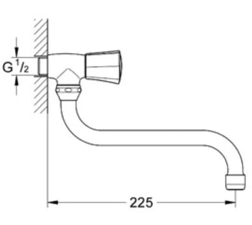 Grohe Costa L robinet lavabo 1/2 bec S chromé montage mural,orientable,saillie 200 mm,avec mousseur