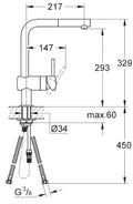Grohe Minta mitigeur cuisine - chromé - L-bec d'écoulement - mousseur extracible