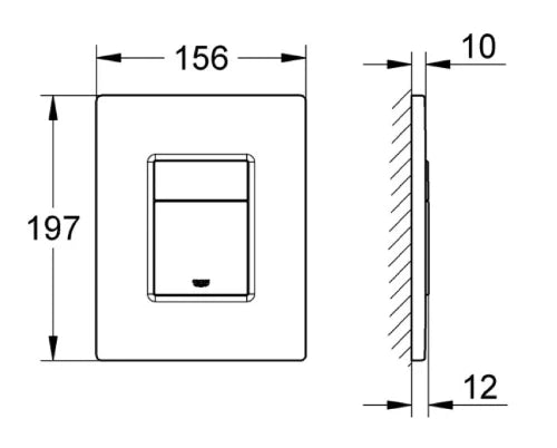 PLAQUE DE COMMANDE GROHE COSMO 15,6 - 19,7 o chromé montage hor.ou vert. pour wc murale avec rincage 3 ou 6/9l pneumatique