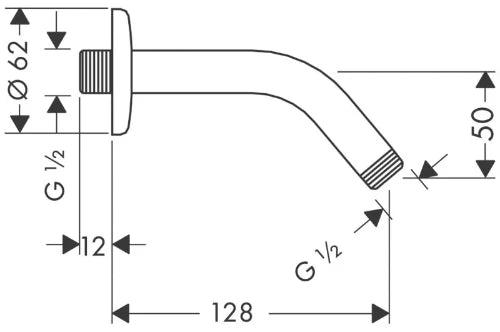 Hansgrohe Universel bras de douche universel 1/2 chromé sailli 140mm-45gr - avec rosace