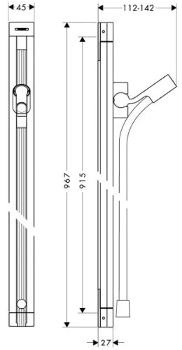 Hansgrohe Raindance barre de douche Unica's 90 CM  chromé avec Isiflex 1,60m-avec pièce coulissante métallique