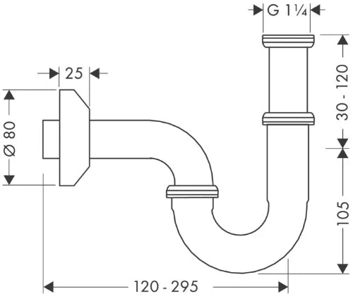 Hansgrohe tuyau siphon 5/4 chromé