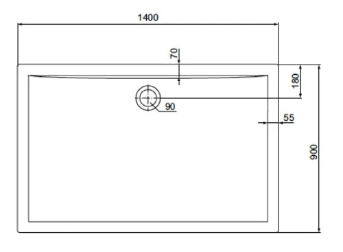 Ideal Standard Ultra Light receveur de douche acrylique 1400 x 900 x 47 mm - blanc - écoulement 90 mm