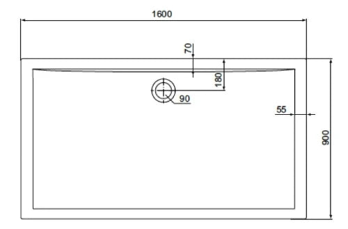 Ideal Standard Ultra Light receveur de douche acrylique 1600 x 900 x 47 mm - blanc - écoulement 90 mm