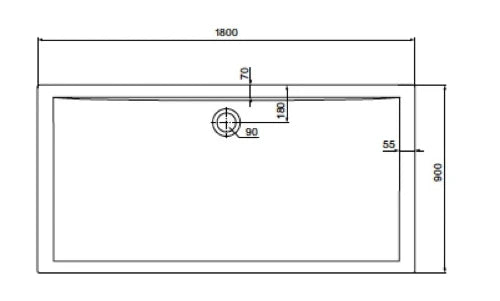 Ideal Standard Ultra Light receveur de douche acrylique 1800 x 900 x 47 mm - blanc - écoulement 90 mm