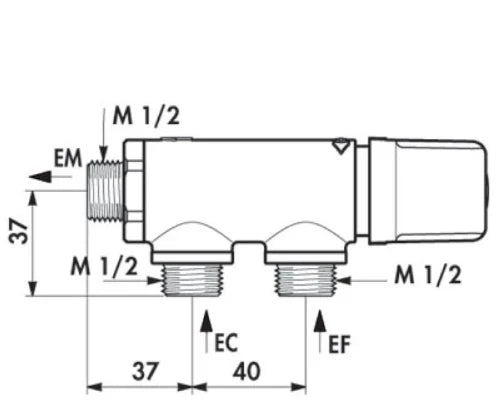 Delabie Premix 1/2 thermostat compact débit 19l/min - 3 bar - ingebouwde clapet anti-retourpen